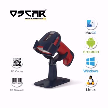 صورة OSCAR UniDust II - Industrial Area Imager 2D QR 1D - Wired Barcode Scanner Red