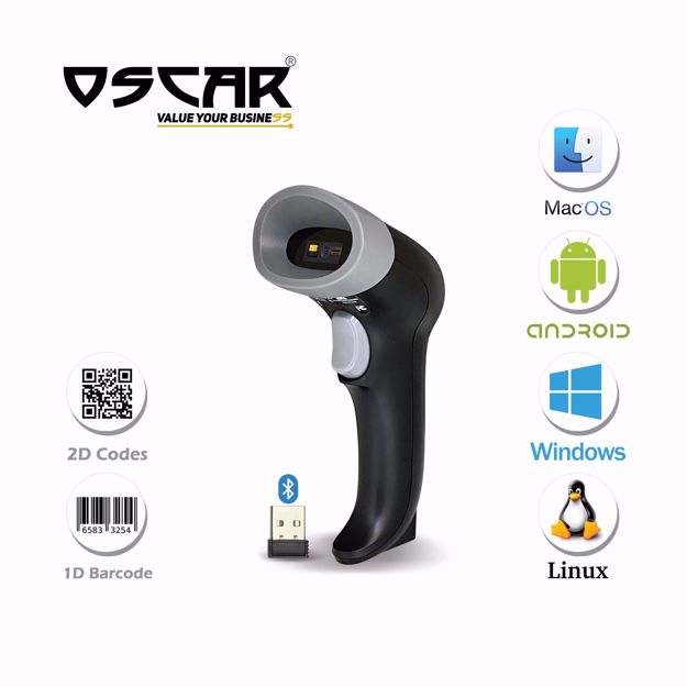 صورة OSCAR UniLite II BT - Area Imager 2D QR 1D - Bluetooth Wireless Barcode Scanner Black
