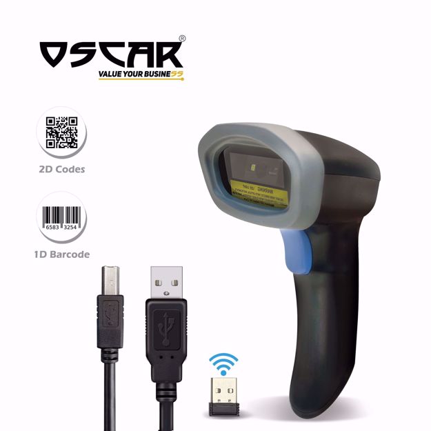 Picture of OSCAR OS-60CBR PLUS - Wireless Area Imager 2D QR 1D - 2-in-1 Wireless Barcode Scanner Black