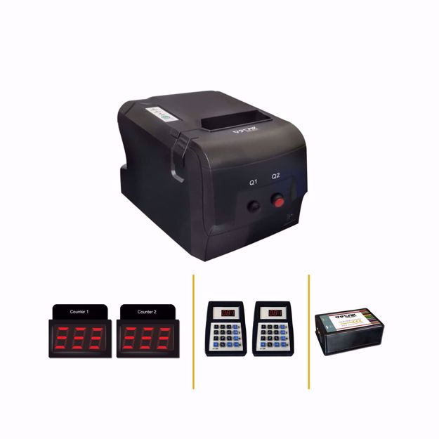 Picture of OSCAR Value Your Business Queue Management System, Take-a-Number System with Voice Calling Module, Complete Token System for Hospital Line Up, Bank, Office, Restaurant Pager Calling with Displays (2B)